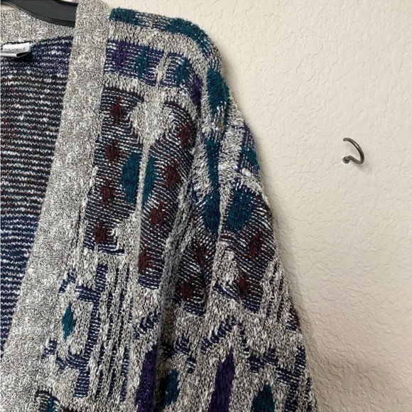 Vintage Cardigan Sweater Unisex Method Taupe Print Chunky Grandpa Size Large - Picture 2 of 10